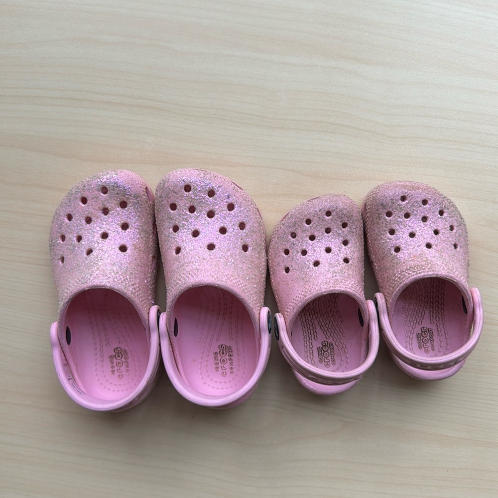 big sis/lil sis classic glitter clog CROCS